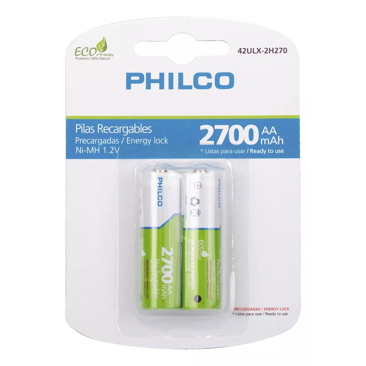 Pila Recargable AA Philco 2700mAh 2 unidades
