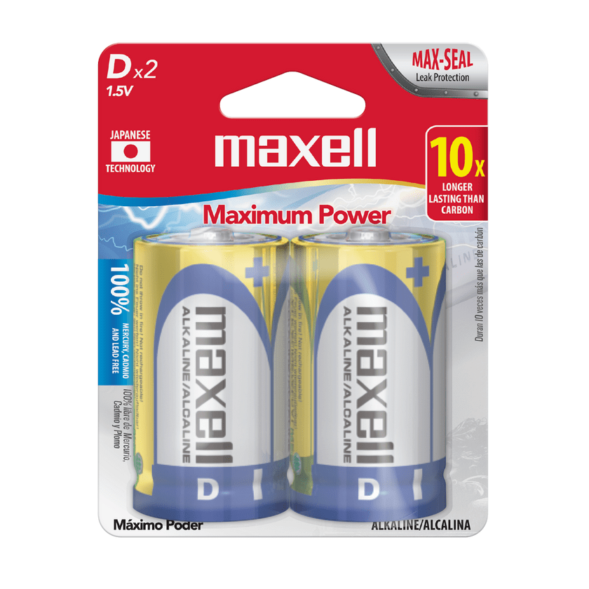 Pila Alcalina D Maxell 2 unidades