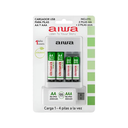 Cargador de pilas 4 unidades AA/AAA AIWA