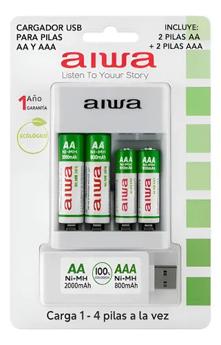 Cargador de pilas 4 unidades AA/AAA AIWA