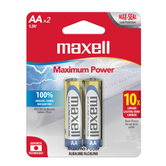 Pila Alcalina AA Maxell 2 unidades