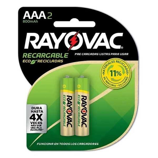 Pila Recargable AAA Rayovac 800mAh 2 unidades